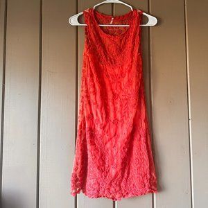 Free People Lace Red- Orange Mini Dress